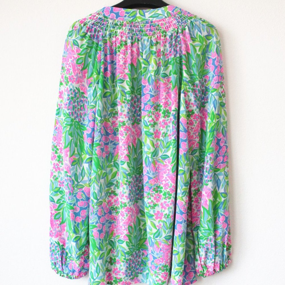 Lilly Pulitzer $178 Elsa Silk Top, Multi A Cherry On Top, Sz L, NWT - Picture 2 of 9